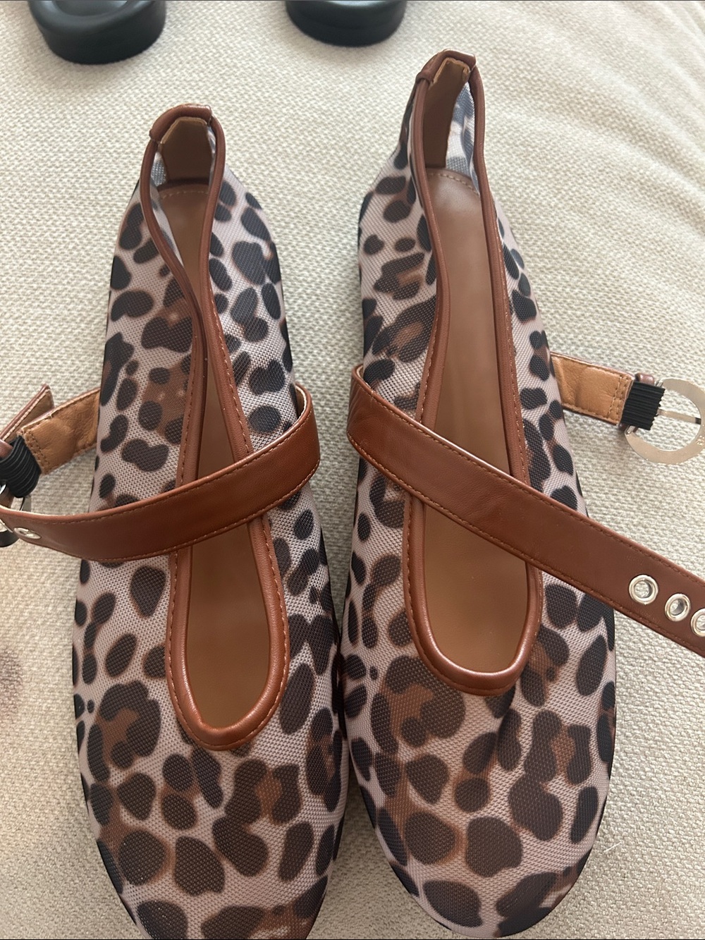 Source Unknown Brown Leopard Print Mary Jane Slingback Flats